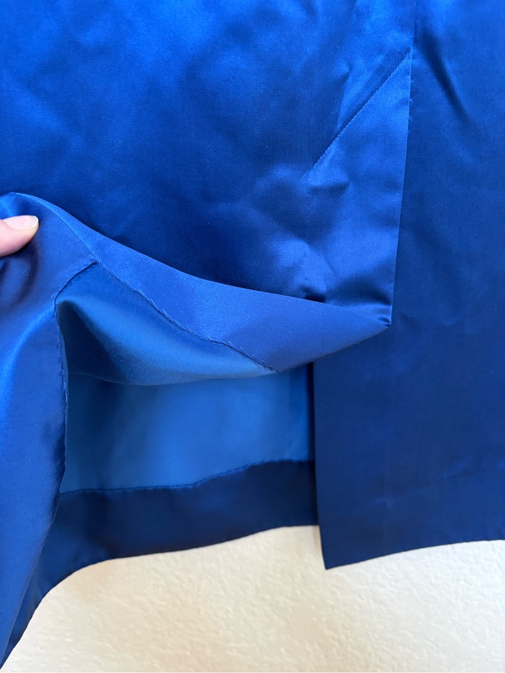 COS Mulberry Silk Midi Slip Skirt Royal Blue Satin A Line Side Zip - Picture 8 of 12
